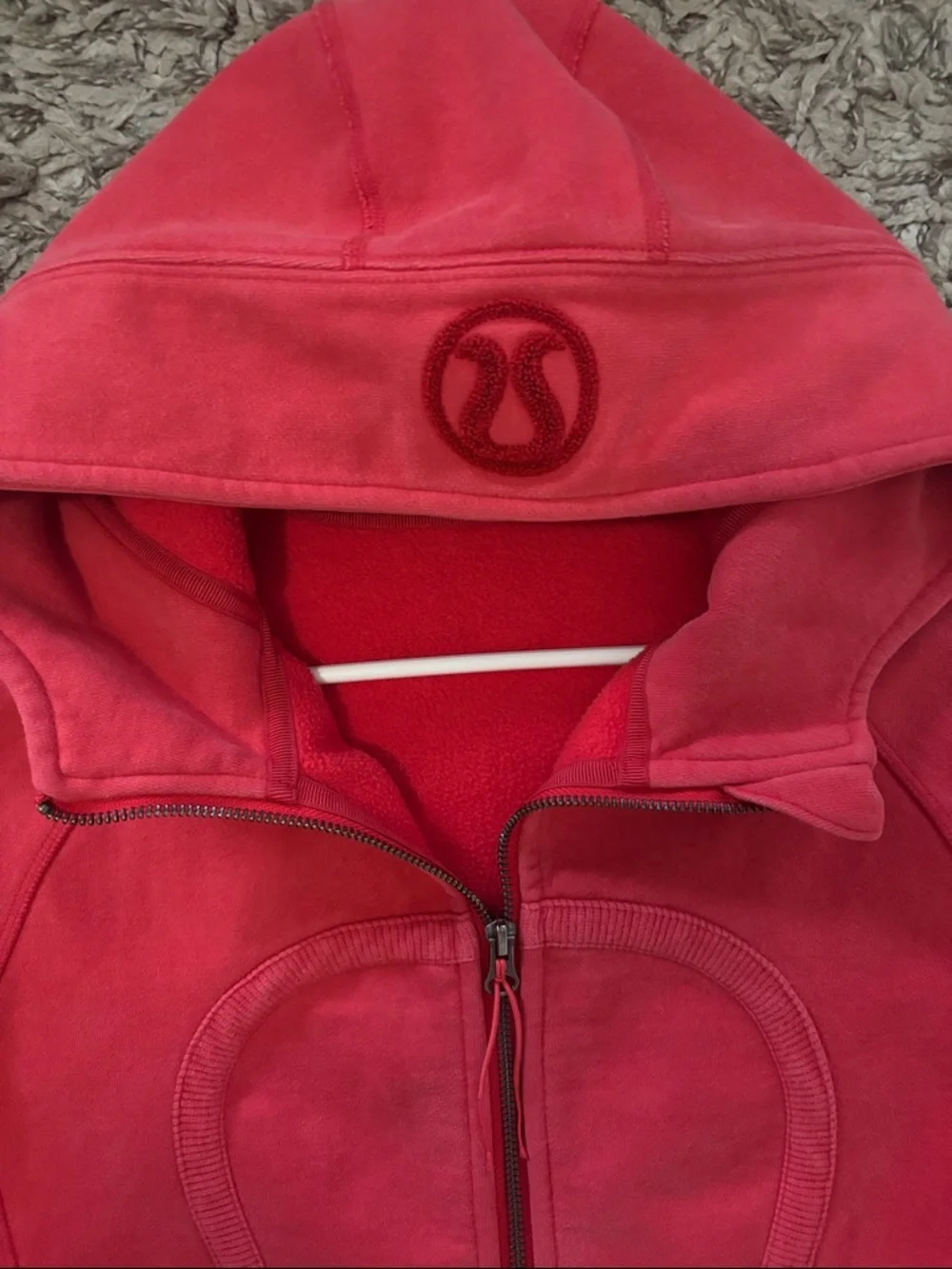 lululemon athletica Coral Red Full-Zip Hooded Jacket. - Picture 3 of 8